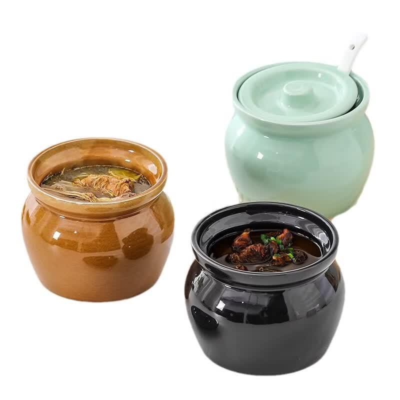 Керамические индивидуальные горшочки для тушения с ложками (4-Pack)