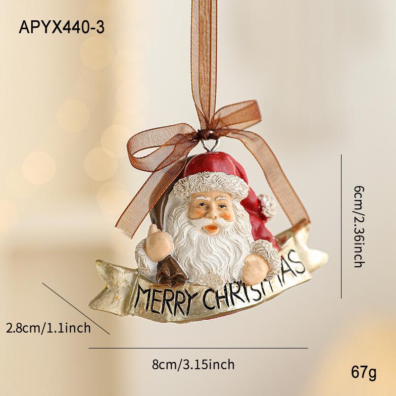 New resin painted pendant Christmas tree decoration colorful retro three-dimensional bells American cartoon pendant