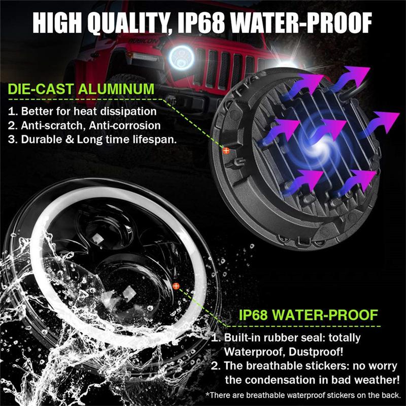 7 дюймов 150 Вт светодиодные фары DRL «ангельские глазки» для мотоцикла Davidson Honda Yamaha jeep