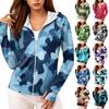 Womens Zip Up Hoodie Lightweight Long Sleeve Camouflage Print Sun Protection Jacket with Hood and Pockets for Outdoor Activities