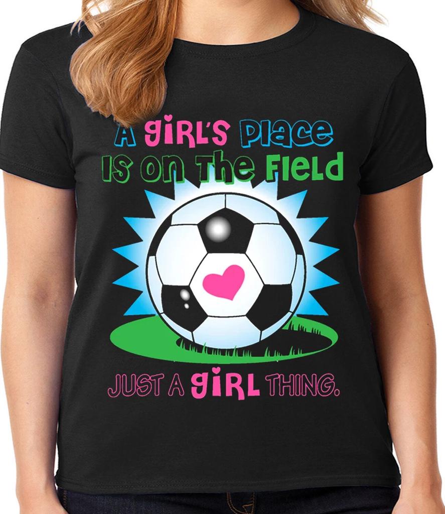 Ladies Graphic Tee Shirt - Soccer T-shirt Womens Gifts Clothing Apparel