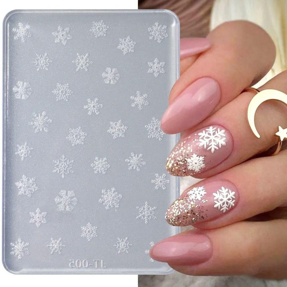 Силиконовая форма для дизайна ногтей в виде снежинок, 3D гелевые трафареты, новый инструмент для резьбы по ногтям, маникюрный инструмент для ногтей «сделай сам»