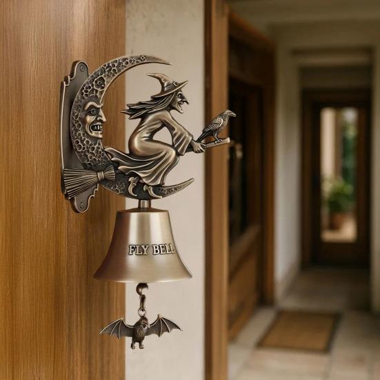 Halloween Door Bell Ornament Vintage Metal Witch Reaper Ghost Pumpkin