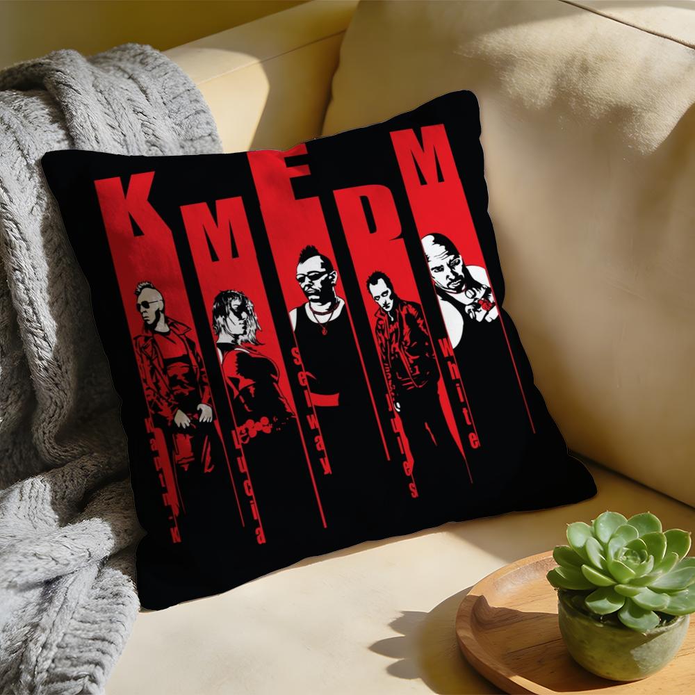 Чехол на подушку с логотипом группы KMFDM, стираный лен, мягкий, дышащий, декоративный чехол для дивана, домашний чехол для подушки