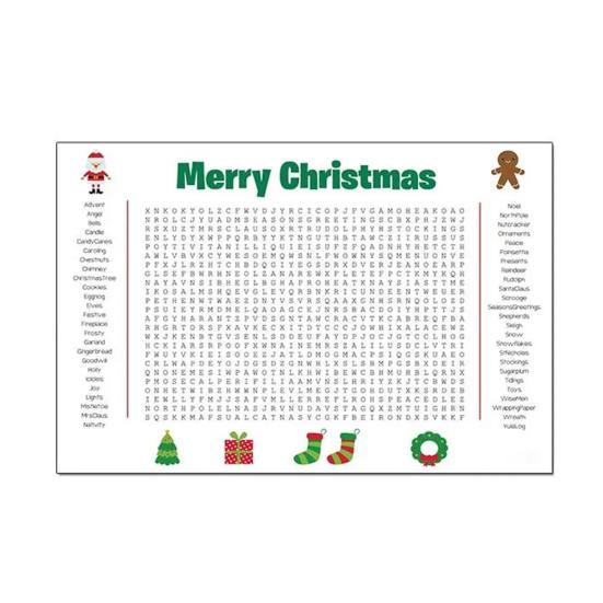 Гигантский постер-поиск слов на День благодарения/Рождество 36 x 22 дюйма Головоломка-поиск слов Настенная игра ПВХ Многоразовый праздничный постер для семейного веселья