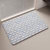 Pastel Light Blue Watercolor Brick Grid Doormat, Minimalist Quick Dry Bath Mat for Shower Room Entryway Decor
