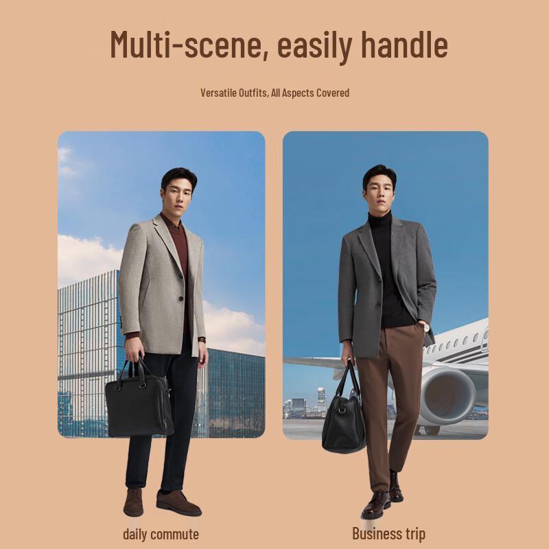 YOUNGOR 2025 Men's Wool Cashmere Blend Warm Overcoat