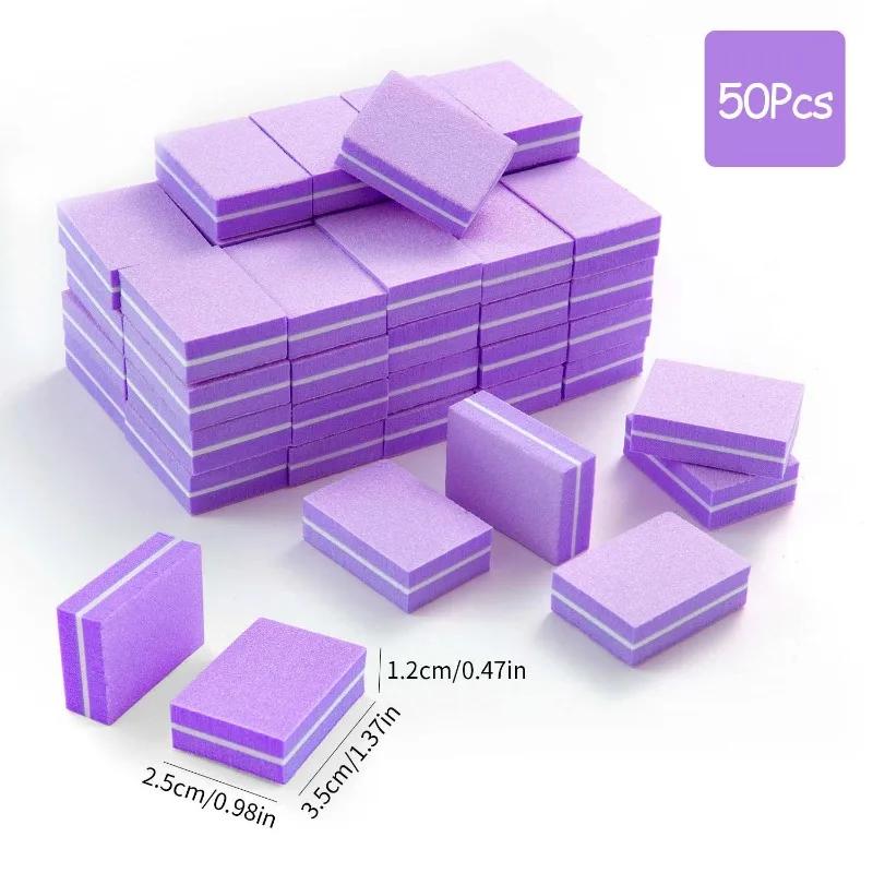 50pcs/pack Mini Sanding Nail File Sponge Cube Two-sided Polished Sponge Strip Block Professional 100/180 Sandpaper Manicure Tool