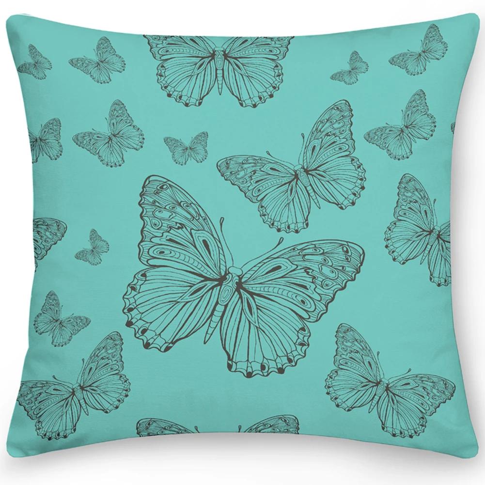 Pillow Office Sofa  Butterfly Print Double Sided  Cover Square Cushion