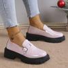 Мода 2024 Весенняя мода Лазерные лоферы для женщин Платформа Металлическая пряжка Плоские туфли Женские Круглый носок Слипоны Повседневная обувь Zapatas Mujer