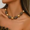 Fashion Color-blocked Leopard Print Necklace For Women Ladies