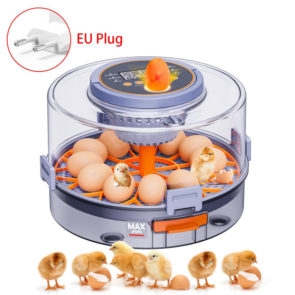 Egg Incubator with Automatic Egg Turning and Humidity Control, Intelligent Egg Incubator with Automatic Temp. Adjustment, 12 Egg