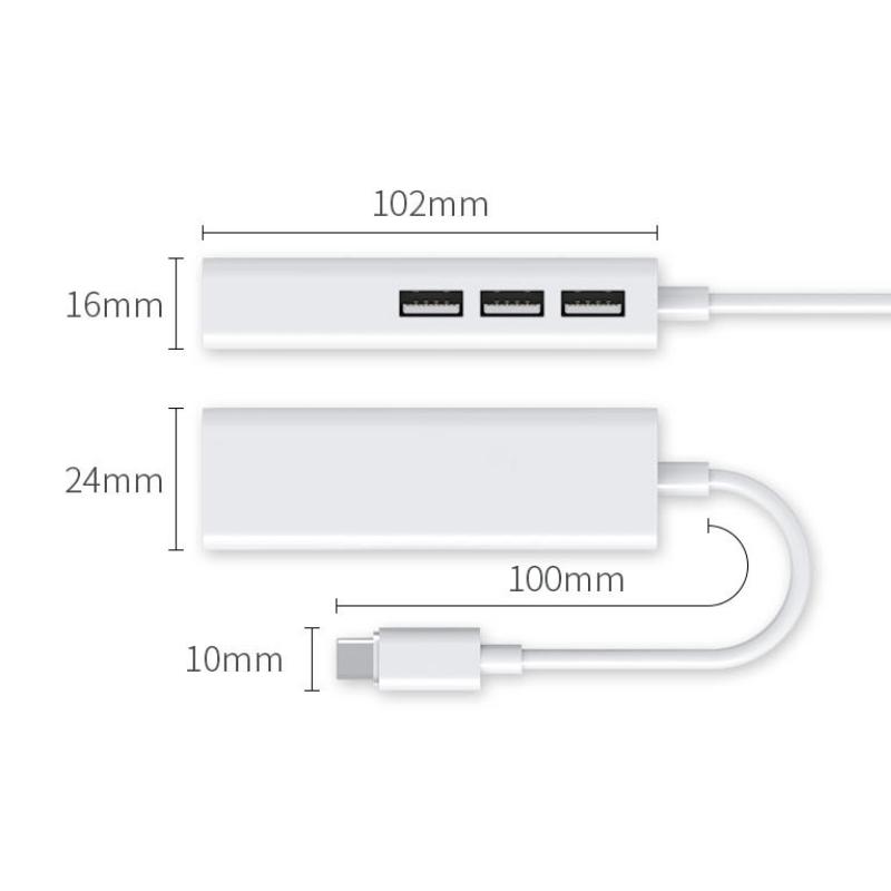 USB Ethernet-адаптер USB Type C к порту Rj45 Lan, гигабитная сетевая карта 100 Мбит/с, док-станция USB 2.0 для ПК, компьютера, ноутбука