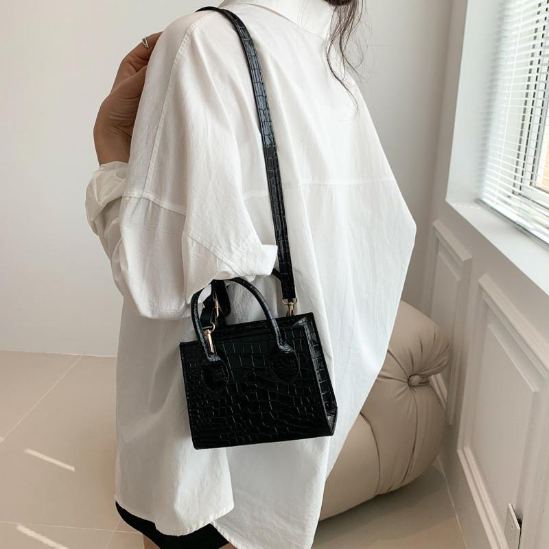 Elegant Street Style Small Square Handbag With Zipper Closure For Everyday Use