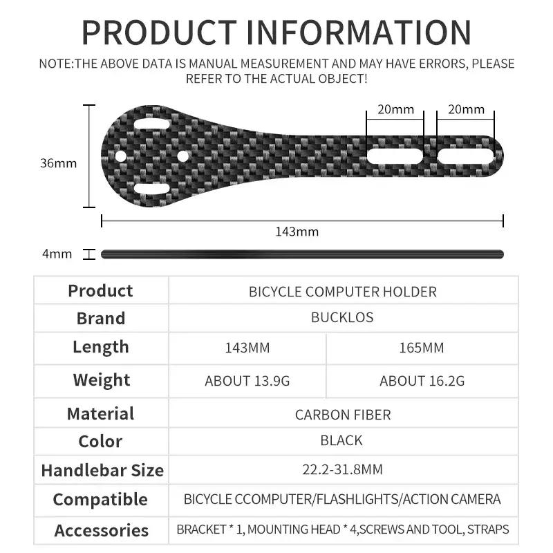 BUCKLOS Bike Computer Mount Carbon Fiber Ultralight Bicycle Speedometer Bracket for Gramin Road Cycling GPS Holder for Bryton