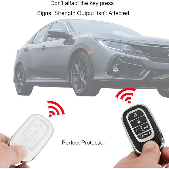Key Fob Cover For Honda   2024 Accord Civic Pilot - TPU Key Case For Honda CR-V HR-V Sport SI EX EX-L Touring Odyssey 5 Buttons Remote Key Fob (Pack