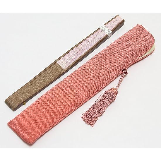 [Hasegawa] Kyoto Folding Fan, Cherry Blossom Pattern, Pink, Carved Dark Wood Ribs, Double-Sided Desi