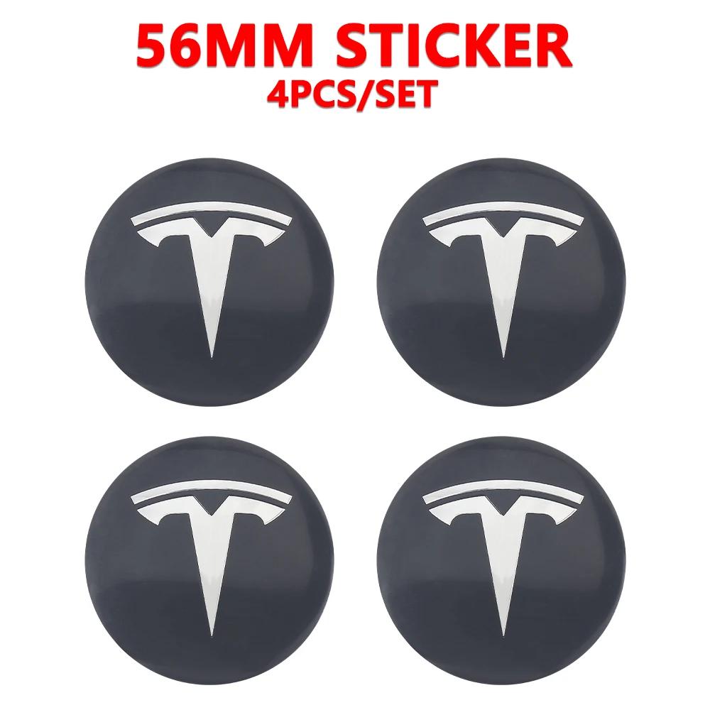 4pcs for Tesla Model 3 Model Y Badge Covers Hub Caps 4pcs 56mm Hub Center Caps for Tesla Model Y X S 2023 Auto Accessories Style