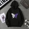 Top Casual Soft Women Hoodie White and Purple Butterfly Personality Funny Women Fashion Wool Hoodie Loose Sports Shirt