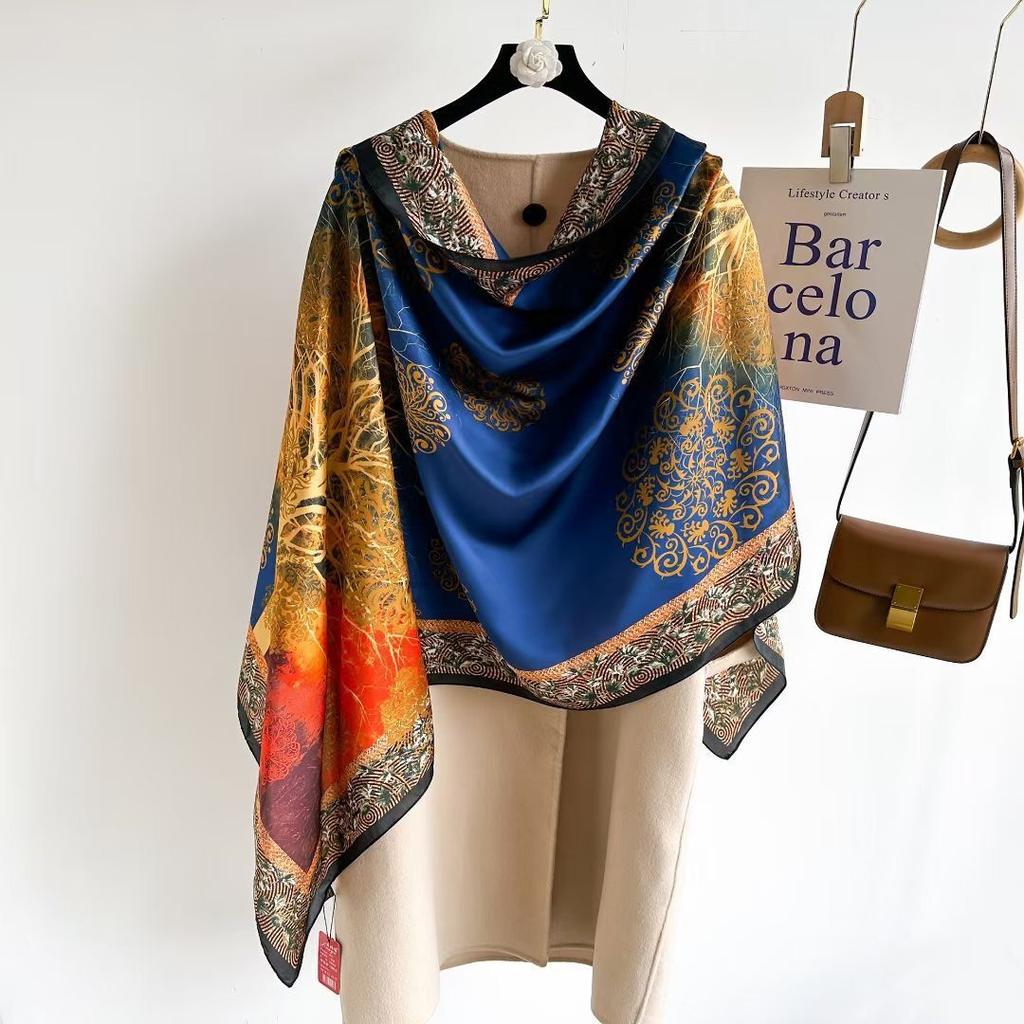Hangzhou Silk Silk Scarf Autumn and Winter Shawl Two-purpose Thin Style Versatile Fashion New High-end High-end Exterior Matching