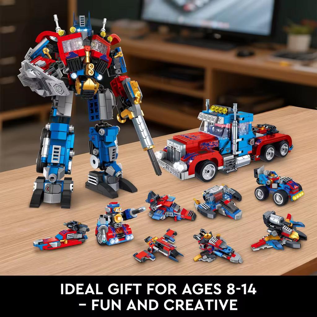Non-Toxic 769Pcs 8 In 2 Optimus Warrior Building Blocks Children Toys Deformation Robot Vehicle Moc Bricks Models Assembly Toys Gifts Set