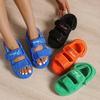 Summer Thick Flat Slides Sandals Girl Fashion Casual Beach Shoes Ladies Open-Toe Plus Size Shoes Fur Platform Sandals Women