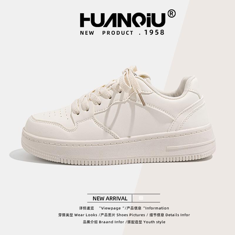 Global Women's Shoes Thick Baseplate Shoes 2025 Spring New Student Trend Versatile Casual Small Black Shoes ZHQ6338