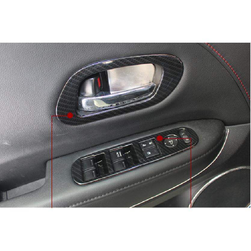 4pcs FOR Honda HR-V window lift panel switch 2016-2022 carbon fiber cover trim
