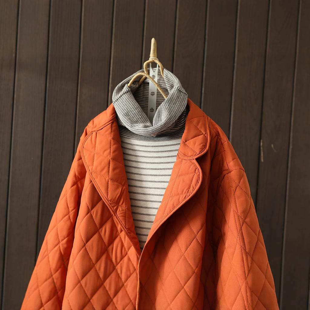 Карман Однотонные Женские Парки Зимние Оранжевые Прямые Теплые Утепленные Длиной до Колена Женская Верхняя Одежда Пальто Топы