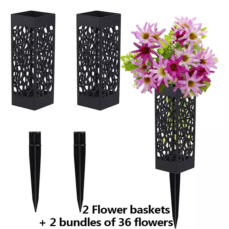 Набор из 36 реалистичных искусственных хризантем и водных растений с 2 напольными корзинами для декора сада