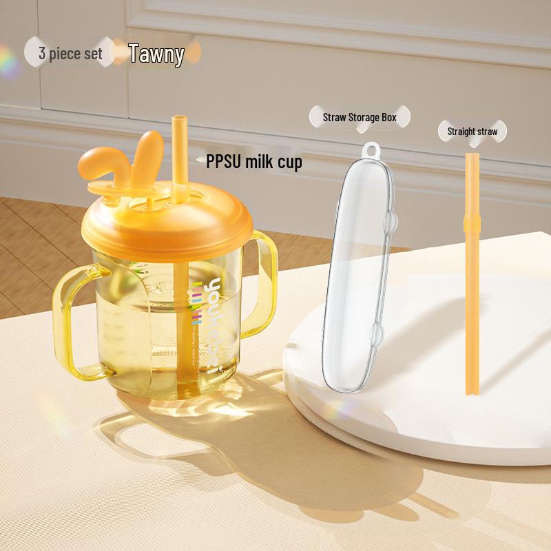 Детский поильник из PPSU с двумя ручками и соломинкой – Изолированный и термостойкий для молока, сока и воды.