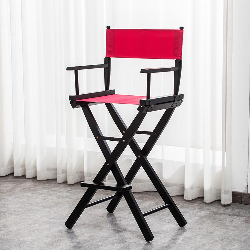 Складной стул режиссера из массива дерева с холщовой спинкой - Барный стул, для улицы, макияжа или рыбалки