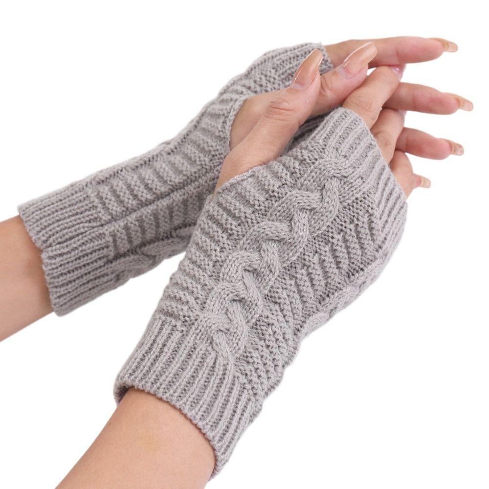 Outdoor Riding Mittens Knitted Gloves Half Finger Gloves Fashion Twists Gloves Men