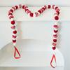 Wool Felt Ball Garland Red White Christmas Decoration Felt Pom Pom Bunting Banner for Fireplace Mantel Xmas Tree Holiday Party