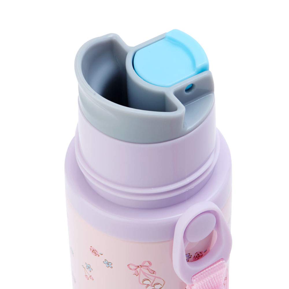 Sanrio Water Direct Cup Stainless Steel My Melody with Shoulder Character SANRIO Children's Bottle, 380ml, Drinking, One-Touch Included, 2-Way Bottle,