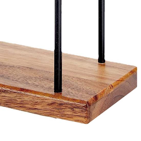 Napkin Holder Kitchen Table Metal Paper Napkin Storage Stand with Wooden Base Sturdy Tissue Holder Practical Dining Accessory