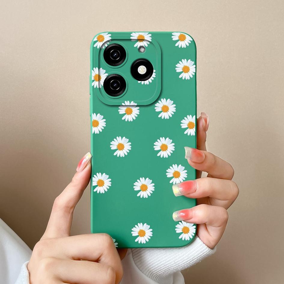 Для Tecno Camon 30 Pro Premier Itel P55 + 4G задняя крышка, чехол из жидкого мягкого силикона, роскошная ромашка-бабочка, супер противоударный защитный чехол для камеры, чехол для телефона