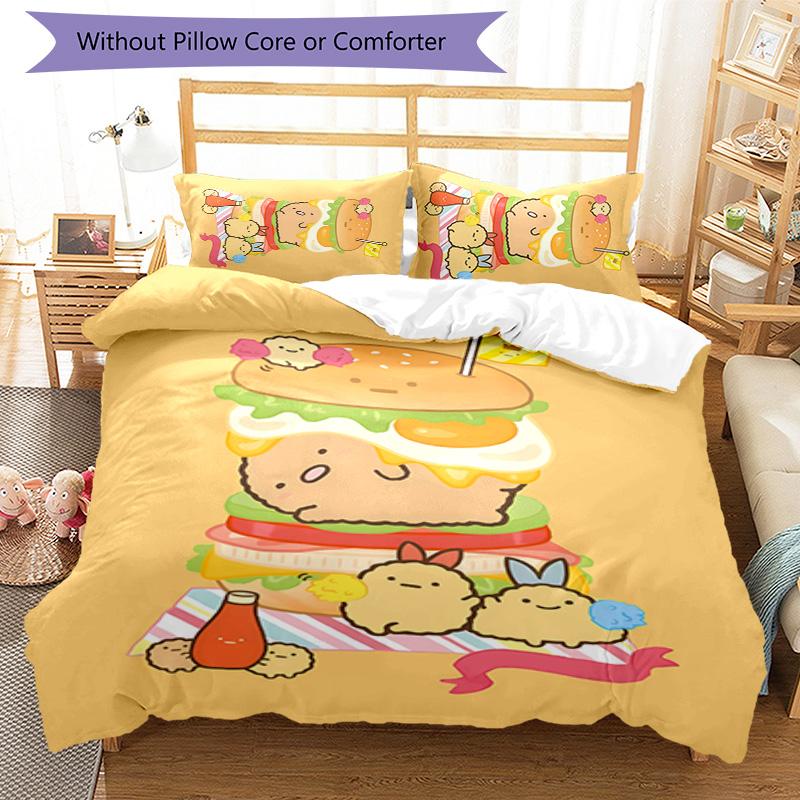3pcs Sumikko Gurashi2 pattern bedding set duvet cover set includes duvet cover &pillowcases, perfect all season bedroom decoration & gift