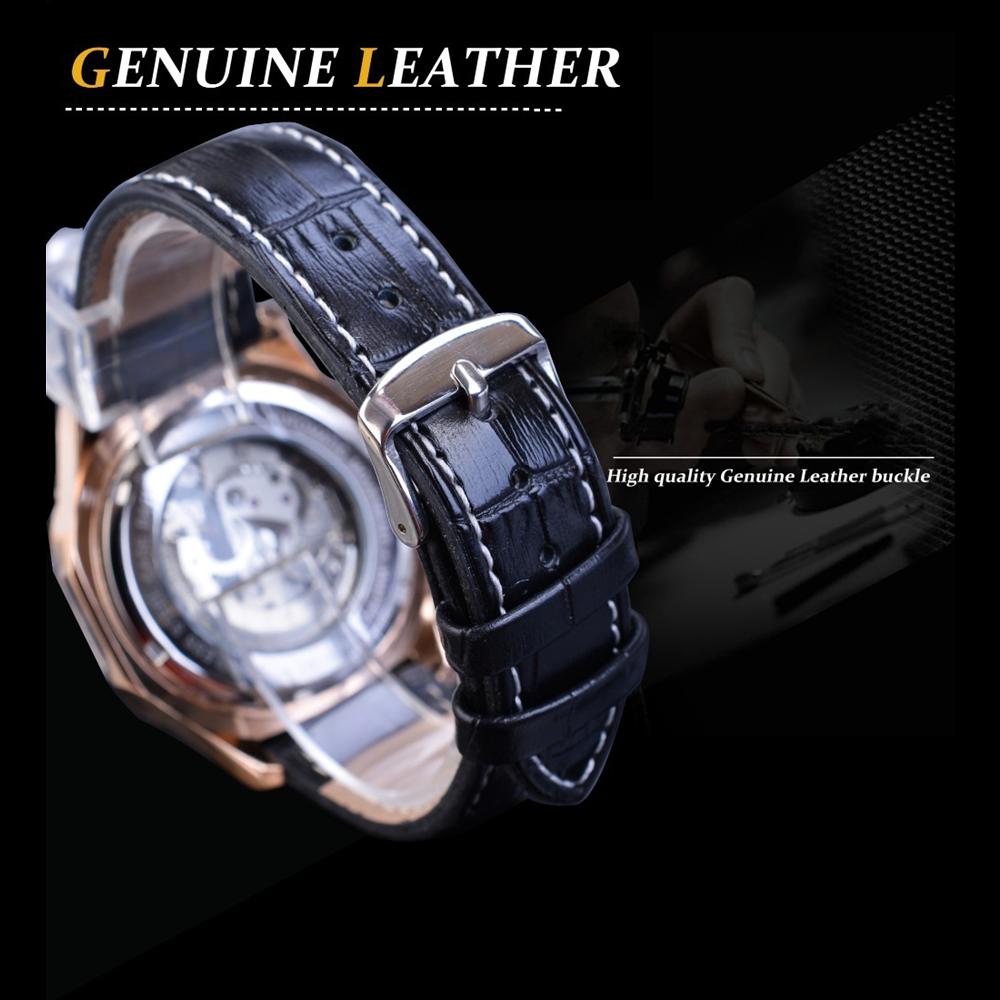 Победитель Новые лучшие мужские часы Механические часы со скелетом Автоматические механические часы Мужские часы с ремнем