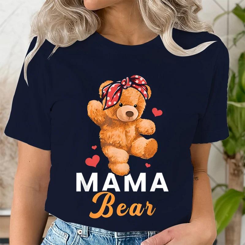 Teddy Mama Bear Graphic T Shirts Unisex Cartoon Bear Lover Graphic Tee Cute Teddy Mom Printed Unisex Tshirt Cartoon Classic Tops