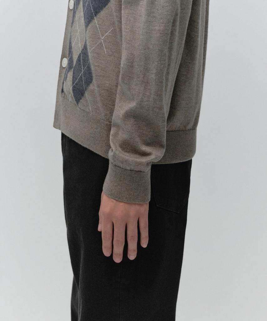MUSINSA STANDARD Argyle Round Neck Cardigan [Taupe]