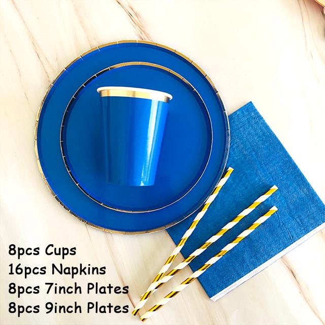 40 шт./лот одноразовая посуда набор золотых вечерние однотонные бумажные стаканчики тарелки день рождения детский душ карнавал свадьба декор принадлежности
