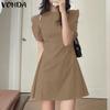 VONDA Женские летние платья-трапеции с круглым вырезом и коротким рукавом