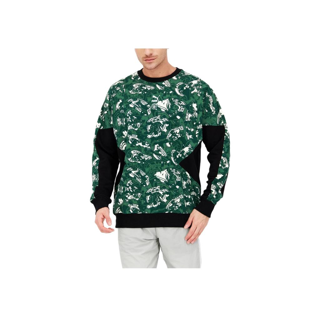 Puma Manchester City Football Club Casual Sports Patchwork Pullover Sweatshirt Men Tops Green 758713-10