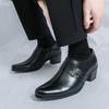 Fashion British Fashion Men's Black Pointed Slip On Patented Leather Height Increasing Shoes Moccasins Wedding Prom Homecoming Footwear