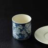 Retro Blue And White Cup And Saucer Set, Household Single Coarse Pottery Teacup, National Color Master Cup Tea Cup Matte Coaster Set