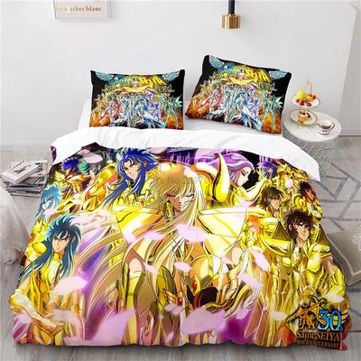 3D Комплект пододеяльника с наволочкой с рисунком Saint Seiya Новый комплект постельного белья Односпальный Двуспальный Полуторный Полный Королевский размер для декора спальни