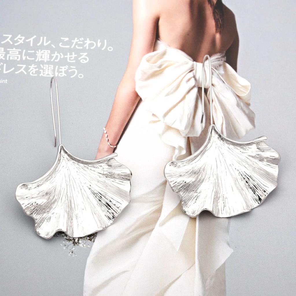 Fashionable, Exaggerated, Simple and Creative, Metallic Texture, Ginkgo Leaf Alloy Earrings and Pendants