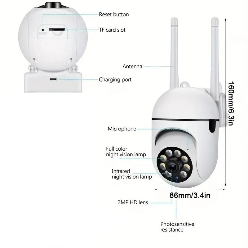 IP-камера Умная наружная домашняя безопасность WIFI CCTV Видеонаблюдение с цветным ночным видением Беспроводная HD 2-сторонняя аудиосвязь 1080P