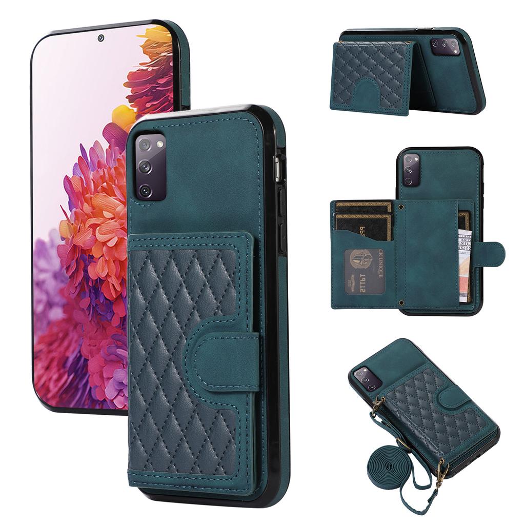 For Samsung Galaxy S20 4G/5G Card Holder Phone Case TPU+PU Leather Kickstand Phone Cover